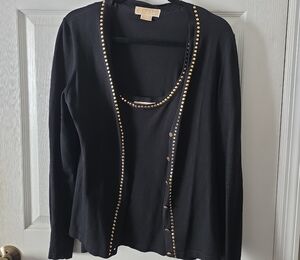 Michael Kors Black Sweater with Gold Studs